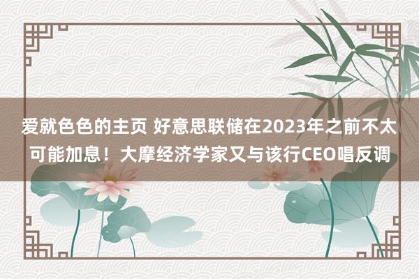 爱就色色的主页 好意思联储在2023年之前不太可能加息！大摩经济学家又与该行CEO唱反调