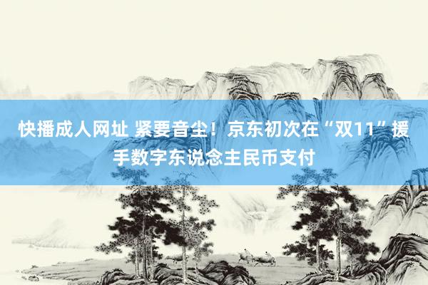 快播成人网址 紧要音尘！京东初次在“双11”援手数字东说念主民币支付