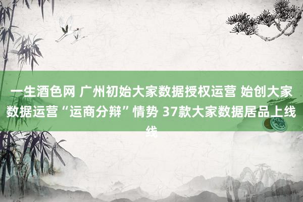 一生酒色网 广州初始大家数据授权运营 始创大家数据运营“运商分辩”情势 37款大家数据居品上线