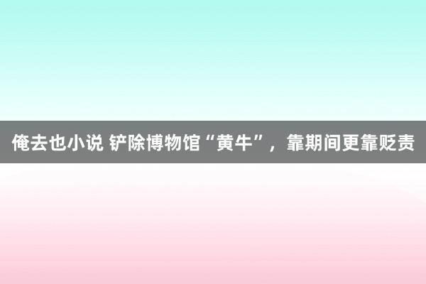 俺去也小说 铲除博物馆“黄牛”，靠期间更靠贬责