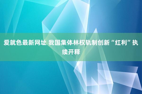 爱就色最新网址 我国集体林权轨制创新“红利”执续开释