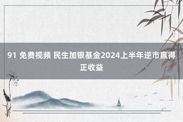 91 免费视频 民生加银基金2024上半年逆市赢得正收益