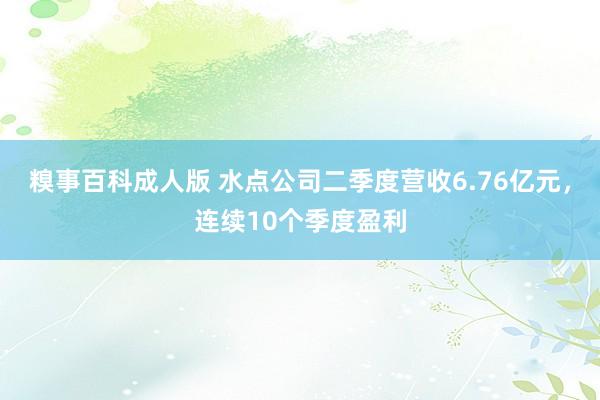 糗事百科成人版 水点公司二季度营收6.76亿元，连续10个季度盈利