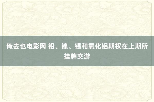 俺去也电影网 铅、镍、锡和氧化铝期权在上期所挂牌交游