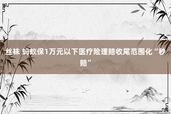 丝袜 蚂蚁保1万元以下医疗险理赔收尾范围化“秒赔”