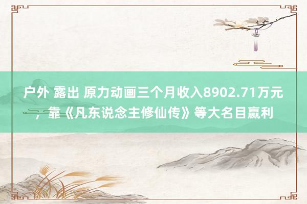 户外 露出 原力动画三个月收入8902.71万元，靠《凡东说念主修仙传》等大名目赢利